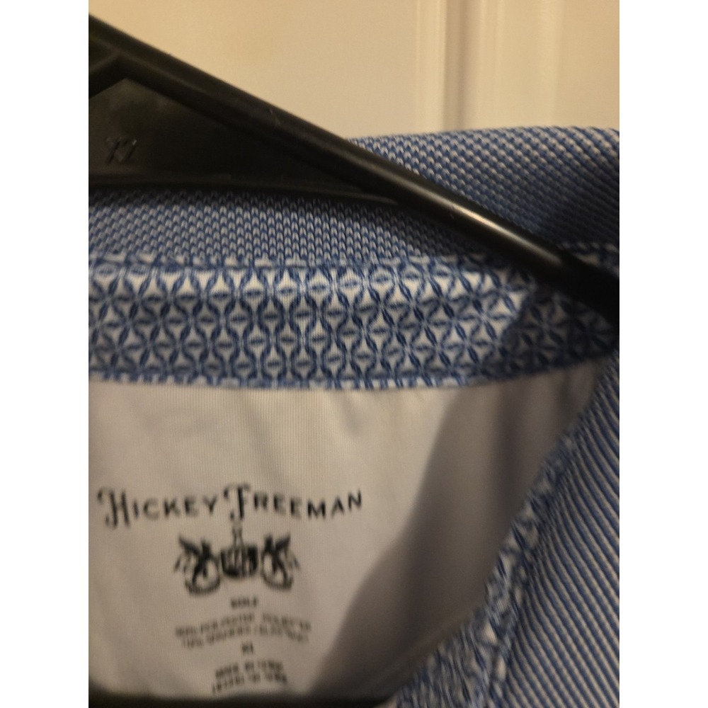 Hickey Freeman Golf Mens XL Polo Shirt Blue White Martini‎ Wine Cocktail Stretch - Picture 3 of 8
